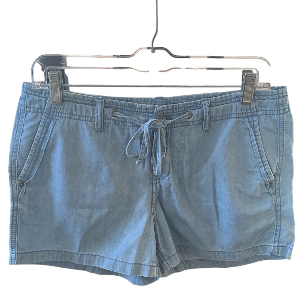 Gap Women's Chambray Lightweight Cotton Blue Shorts Soft Drawstring SZ 4 Classic